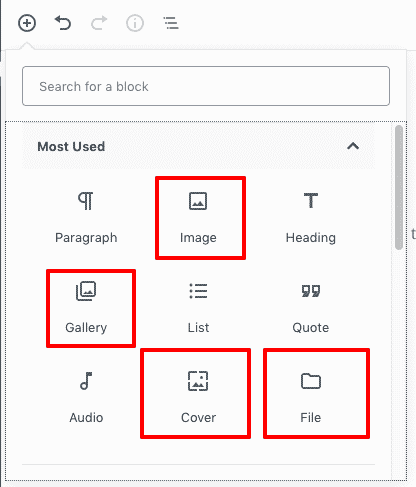 picture types gutenberg blocks