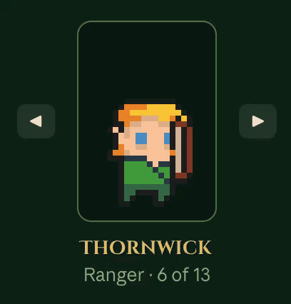 Thornwick the Ranger idling on the character select screen