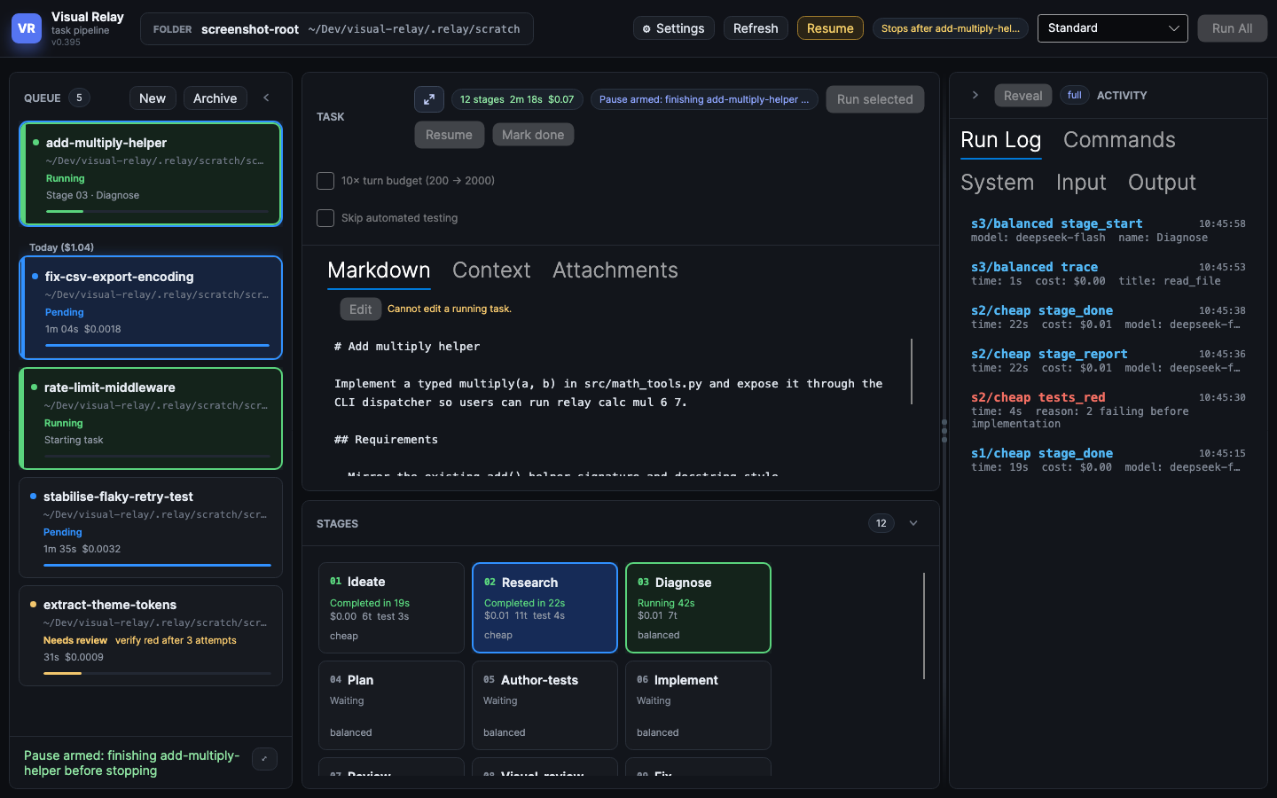 Visual Relay main window