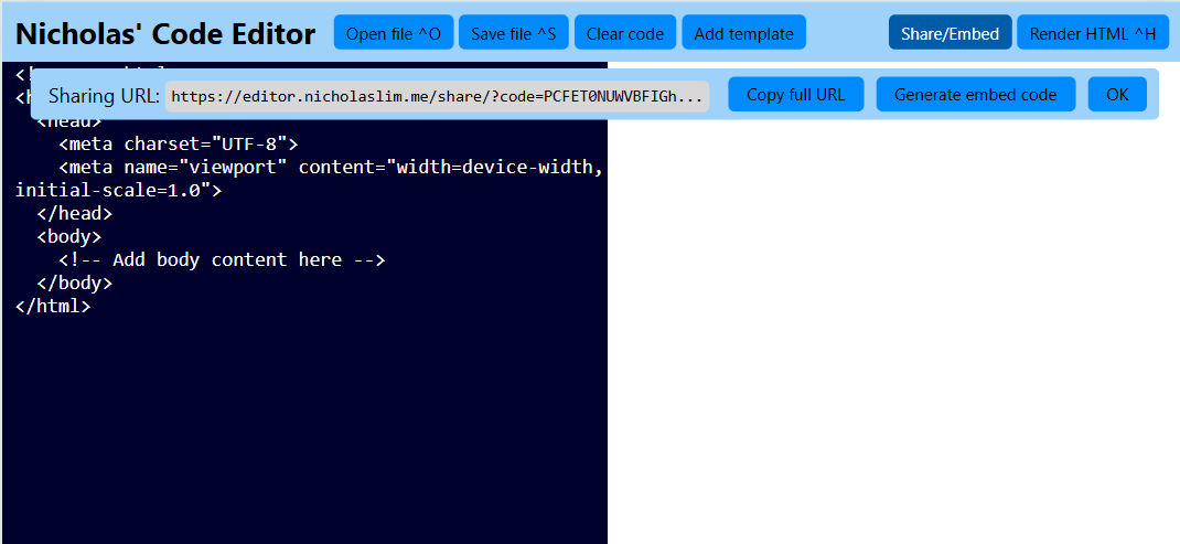 Nicholas' Code Editor