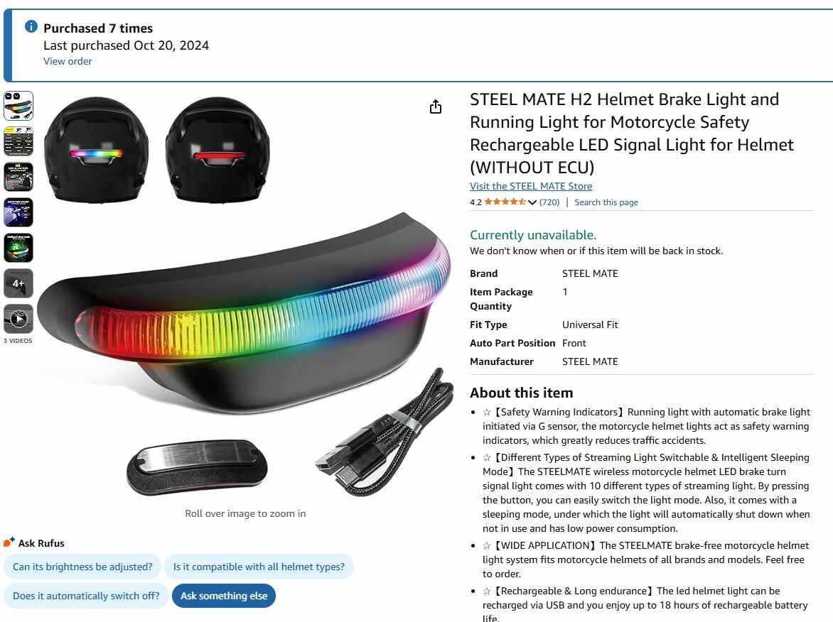 SteelMate H2 Smart Helmet Brake Light System