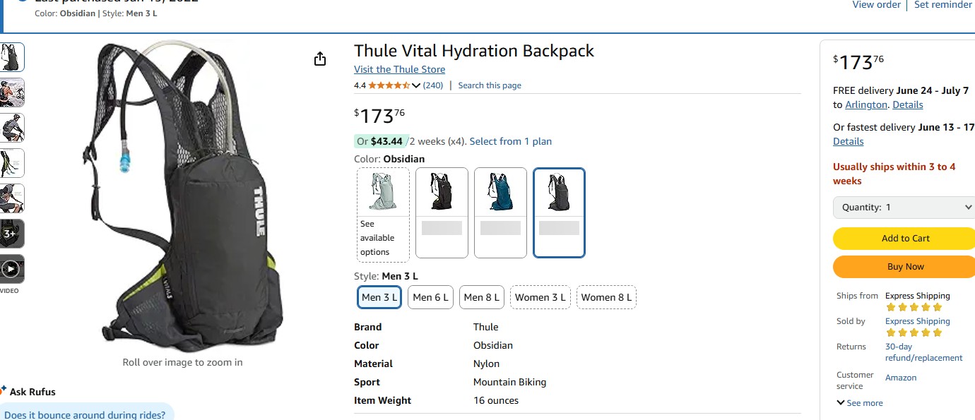 Thule Vital Hydration Backpack