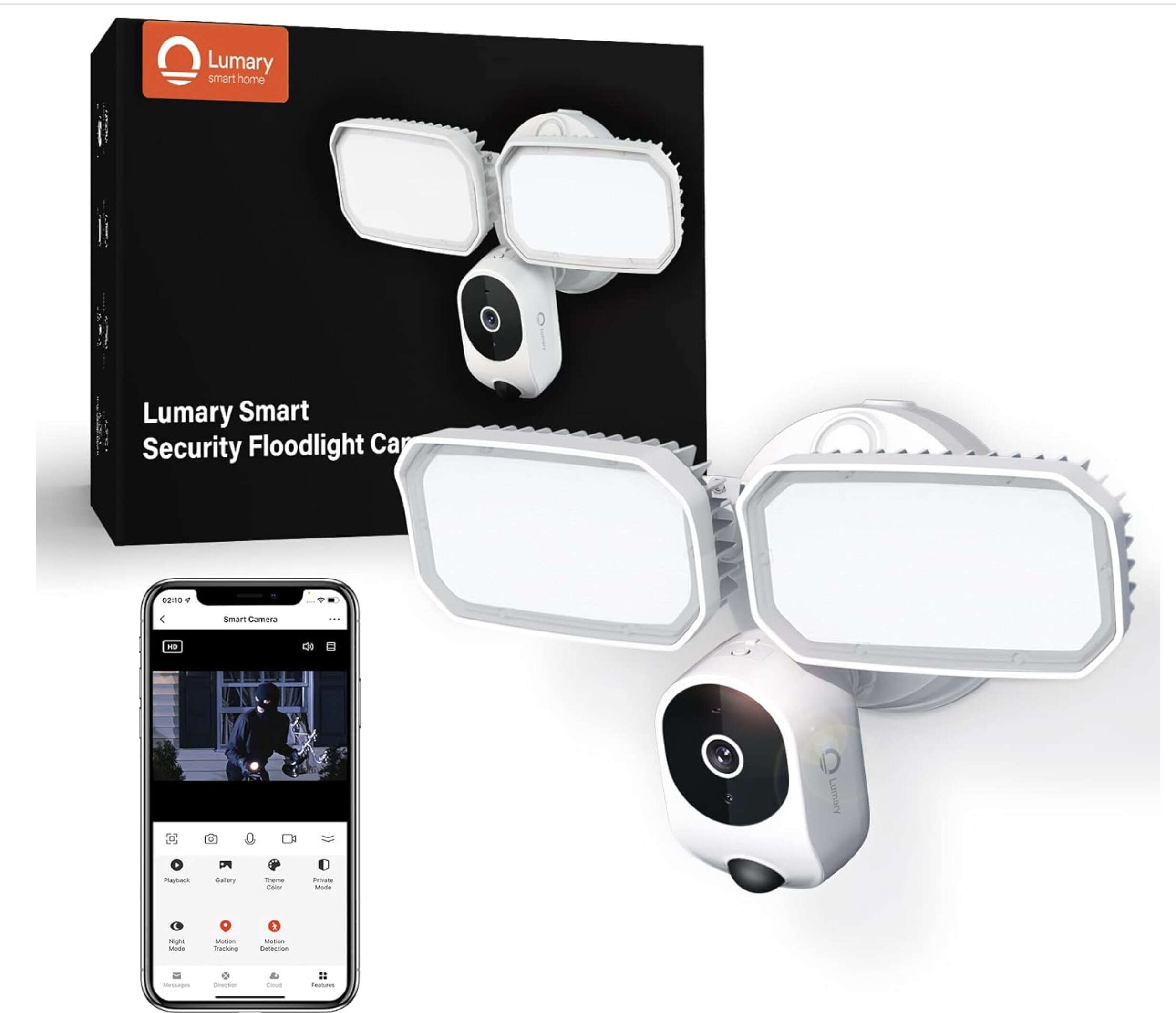 Lumary 2K Smart Floodlight Security Camera with Dual Band Wi-Fi