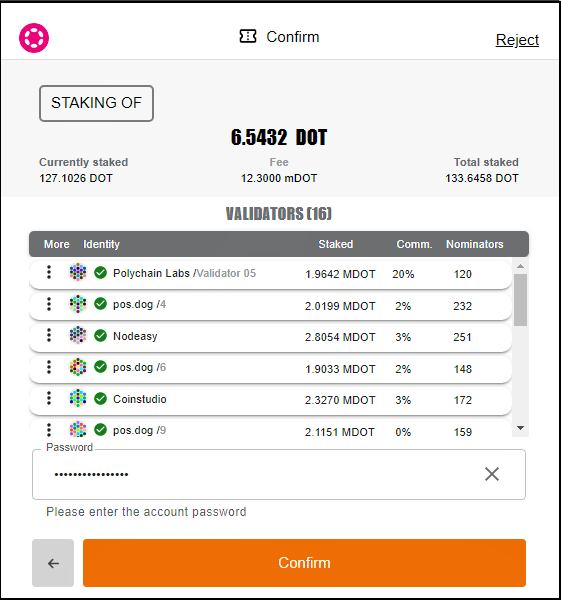 confirm staking page screenshot