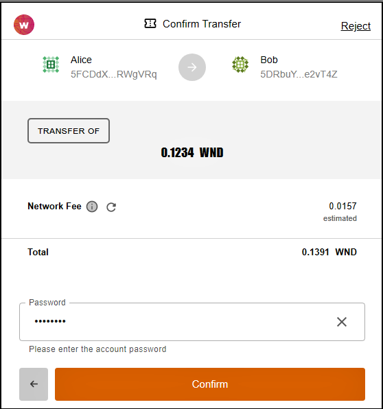 confirm transaction page screenshot
