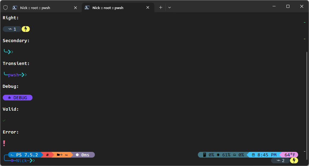 Windows Terminal themed prompt screenshot
