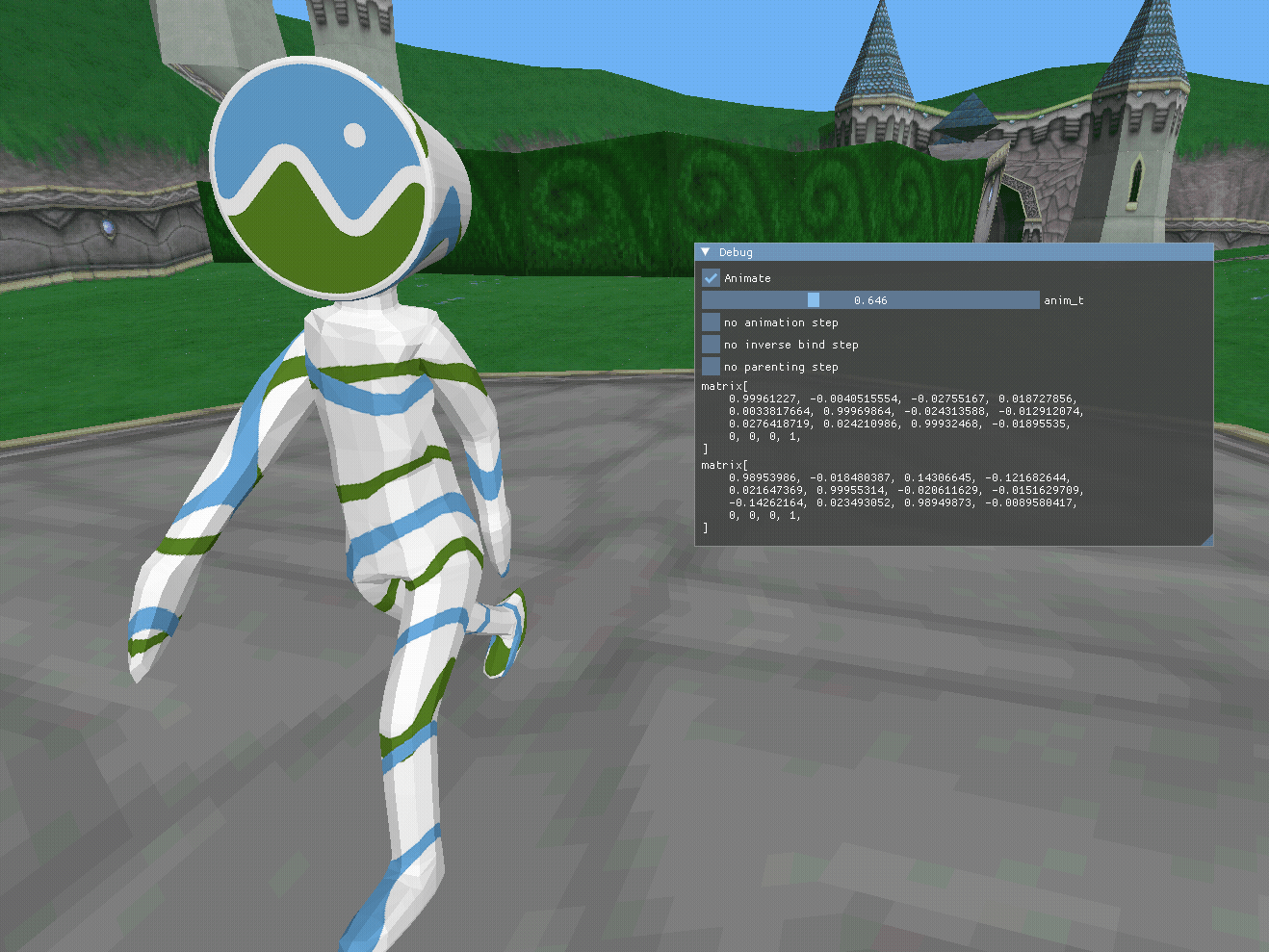 Simple 3D walking animation alt text