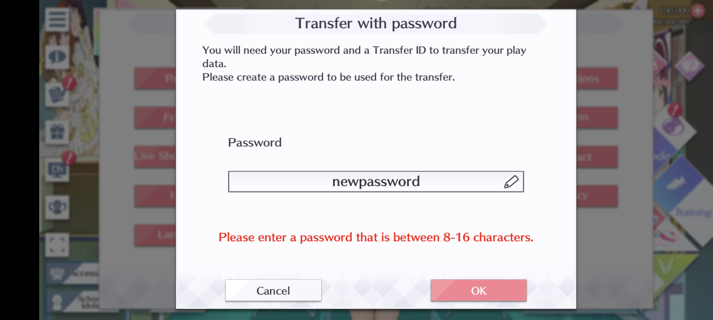 Set up new password