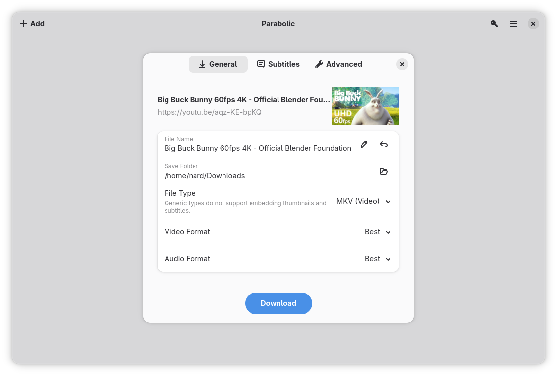 Add Download Dialog