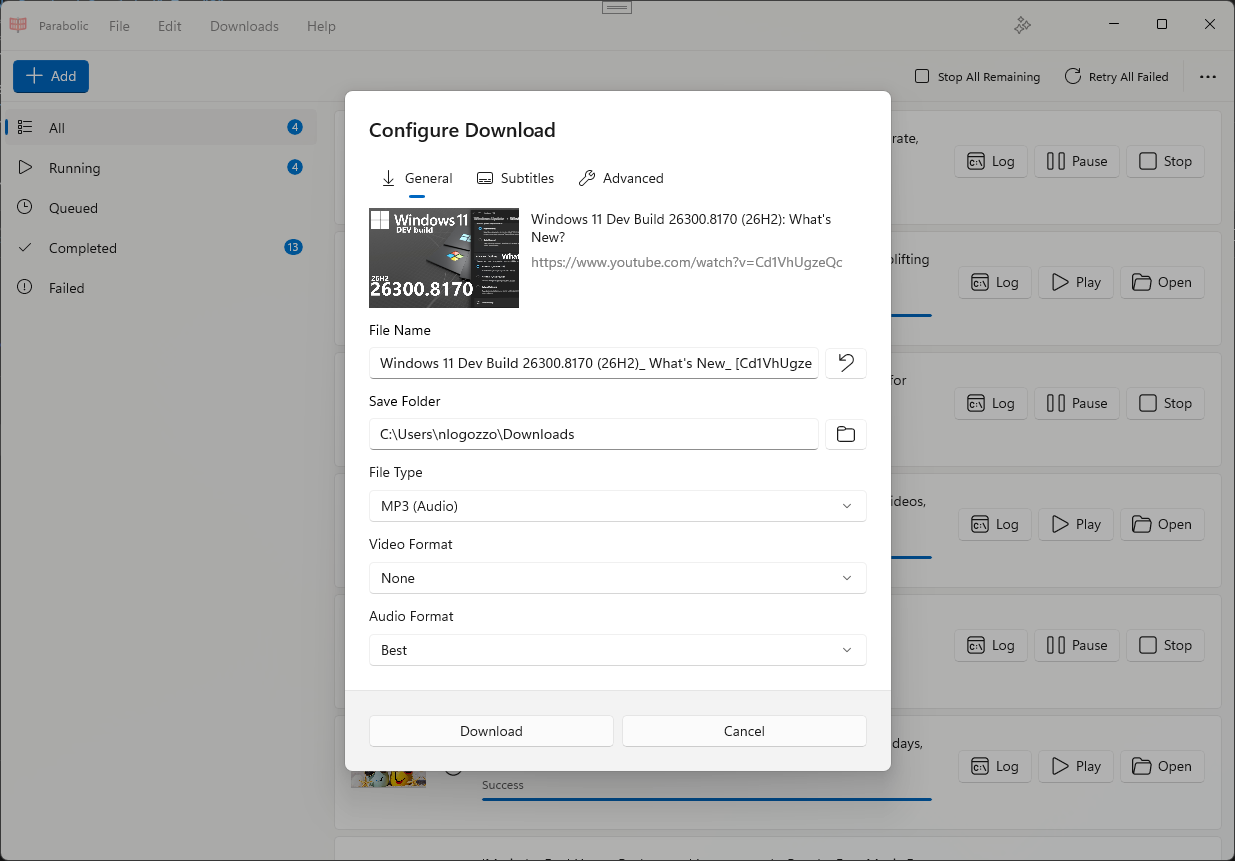 Add Download Dialog