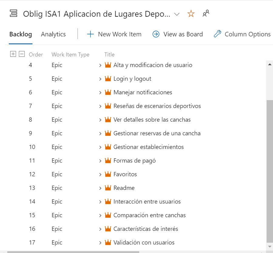 Product Backlog con Epicas