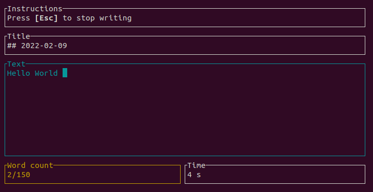 Screenshot of command line interface