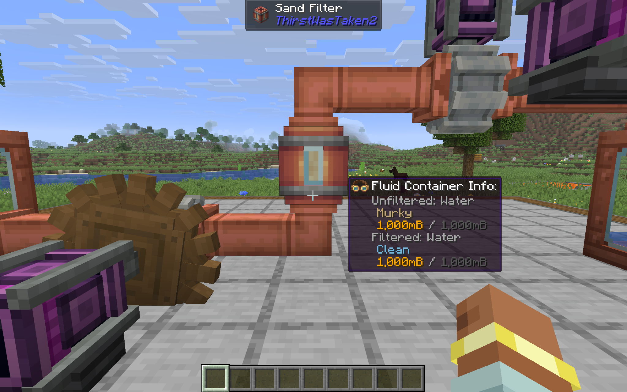 Engineer's Goggles showing Murky water entering the Sand Filter and Clean water leaving it