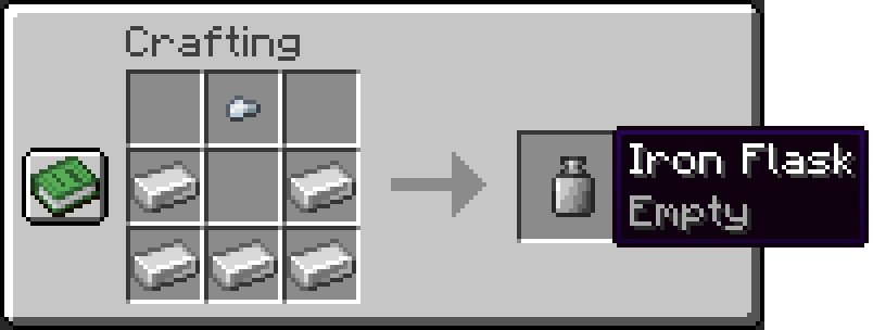Five iron ingots and an iron nugget make an Iron Flask