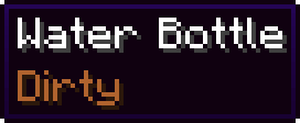 A water bottle tooltip showing each grade