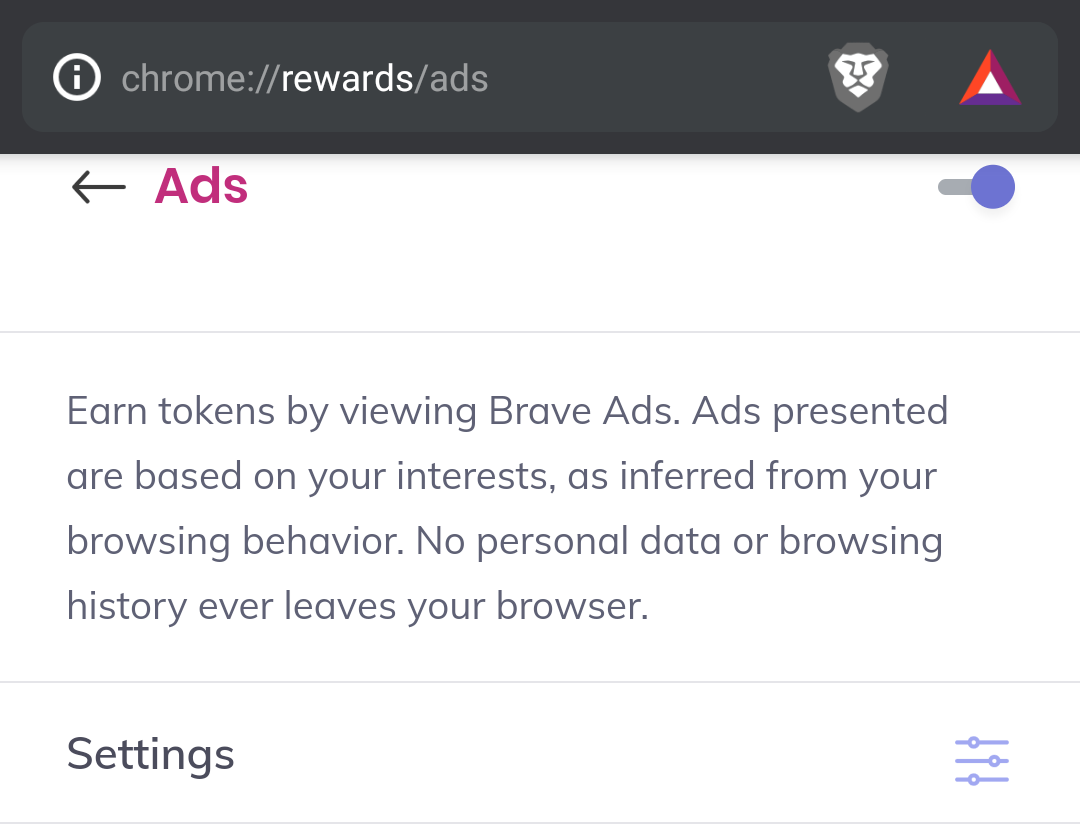 Enable Brave ads