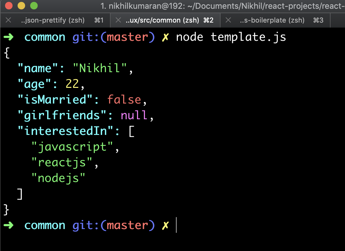 Screenshot of your object displayed on the terminal