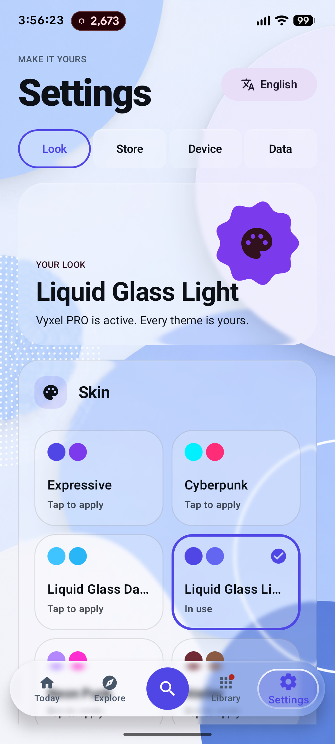 Settings — skins