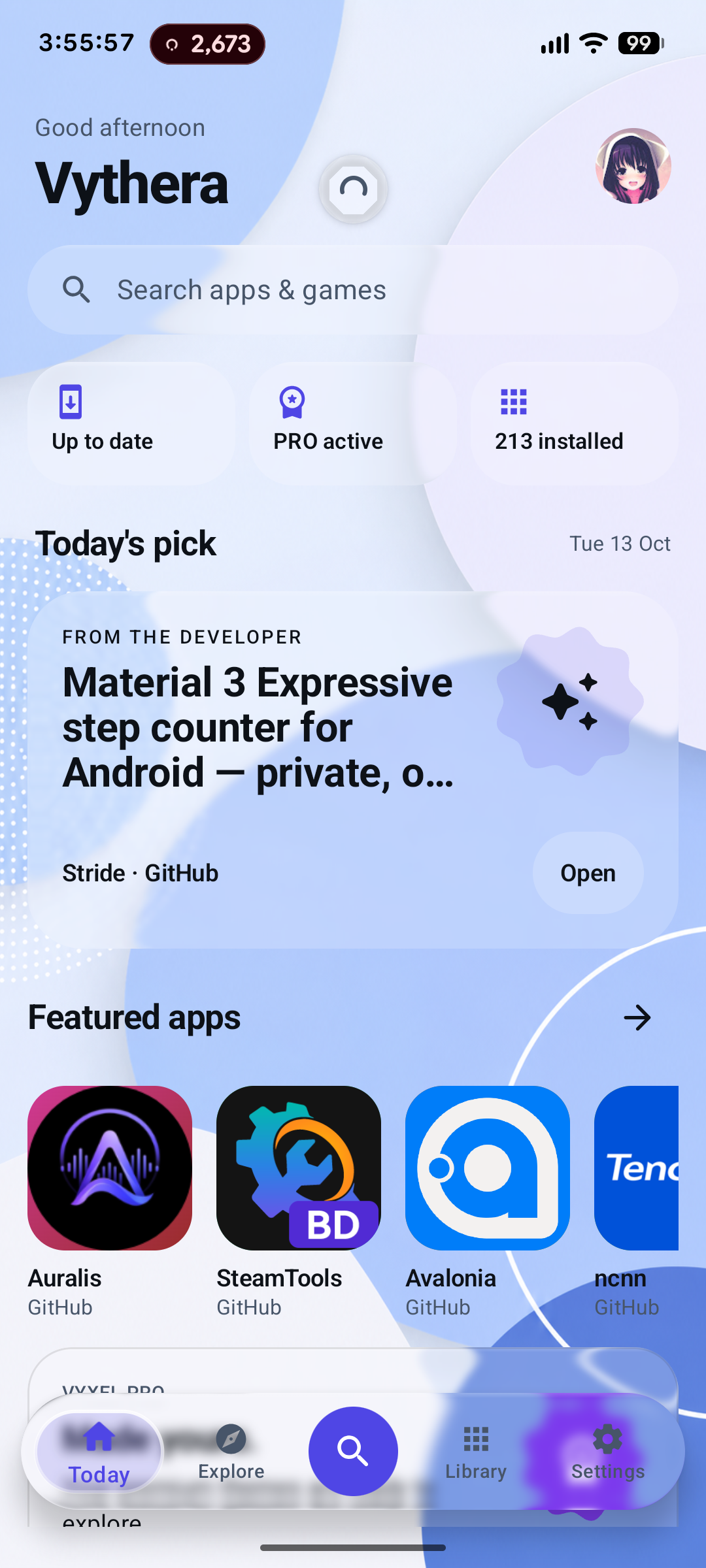 Today — Liquid Glass Light theme