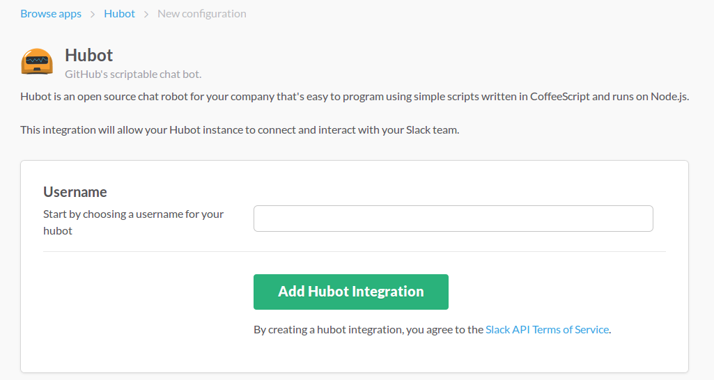 Browse Apps > Hubot