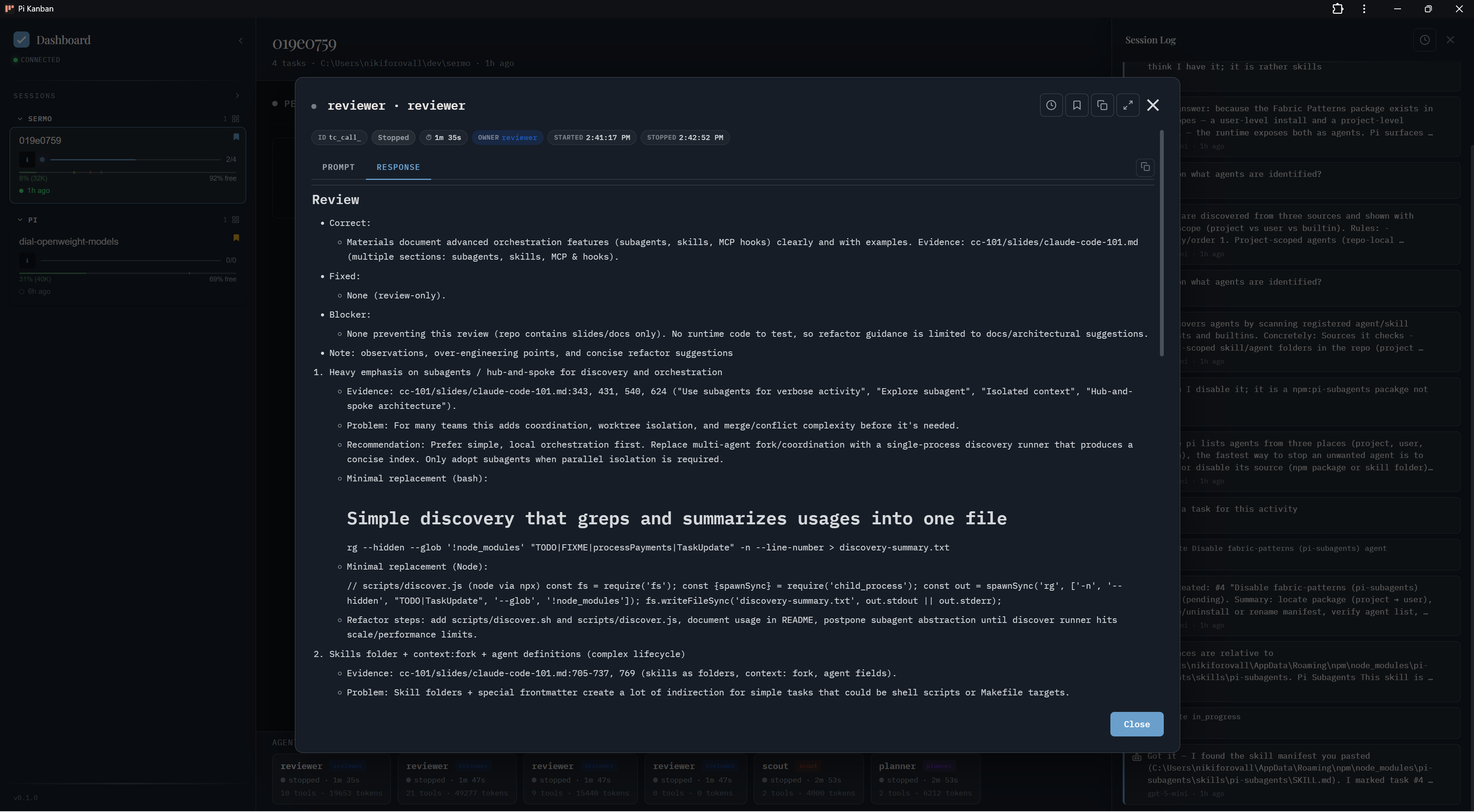 Subagent view