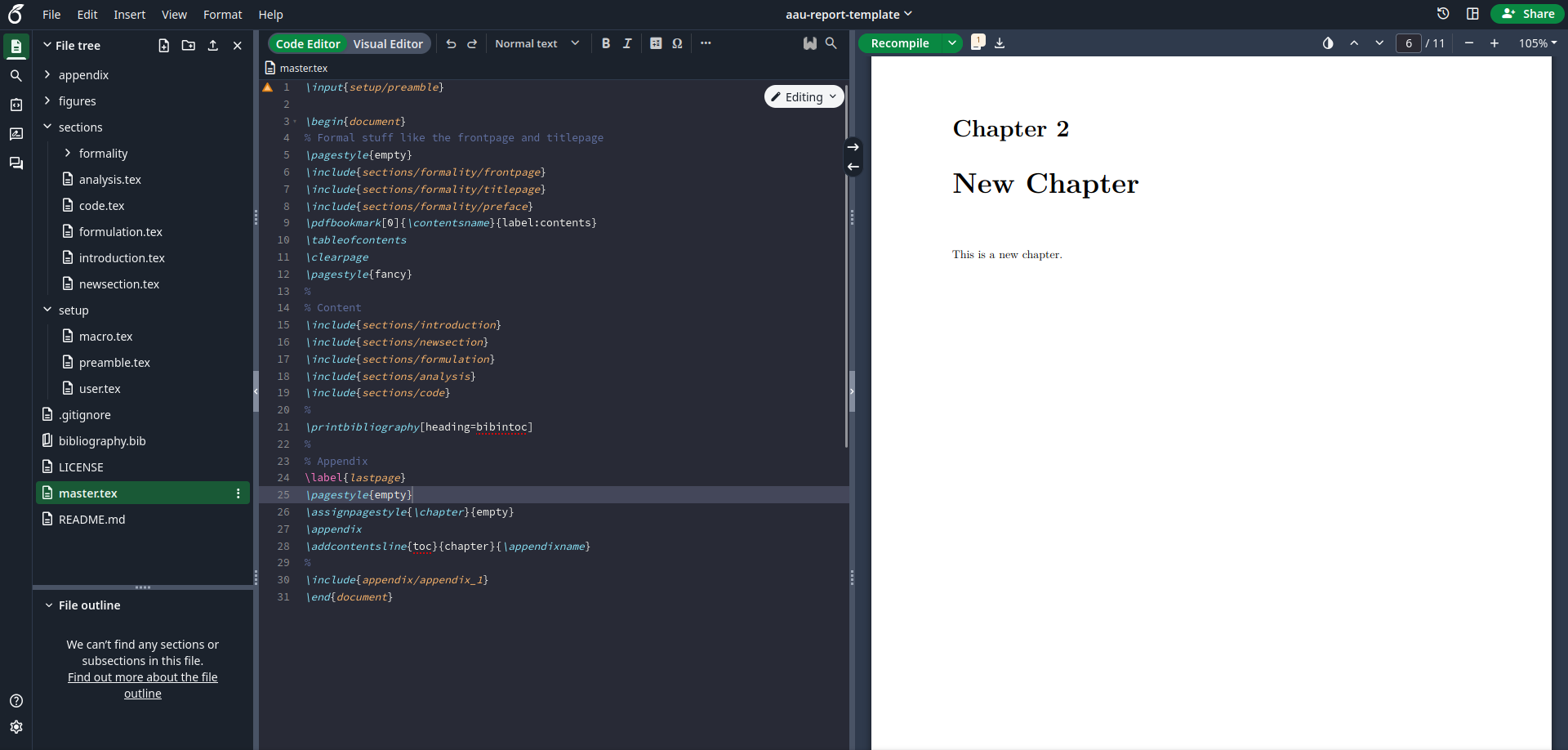 Creating a new chapter