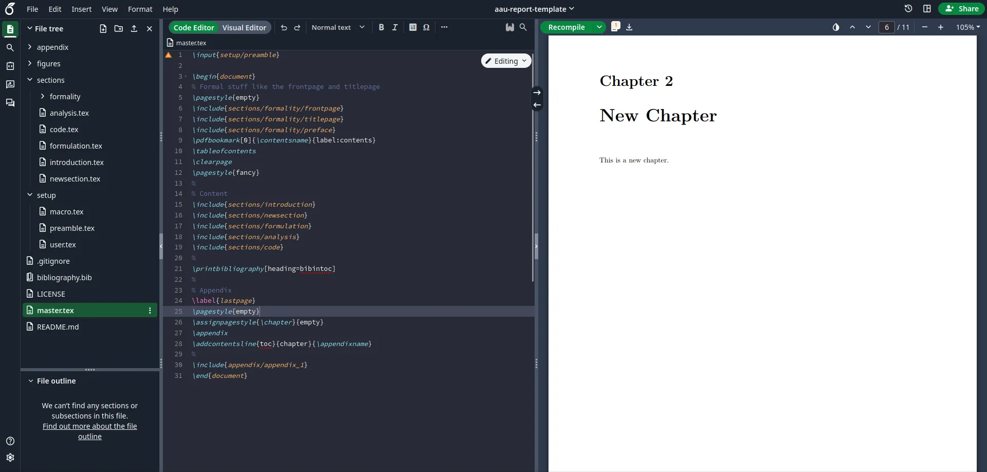 Creating a new chapter