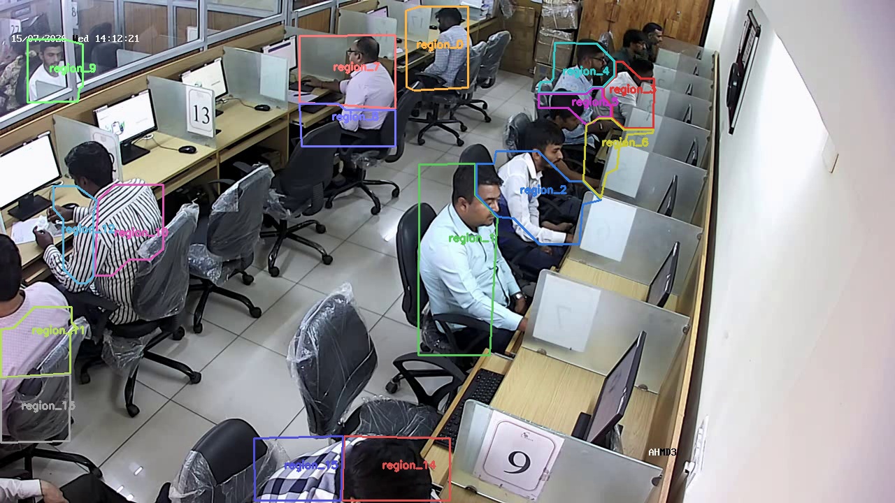 Seatmap regions overlaid on live CCTV feed