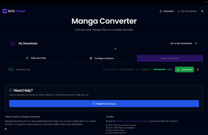 Downloads history page