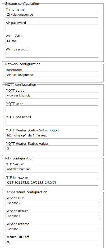 config page