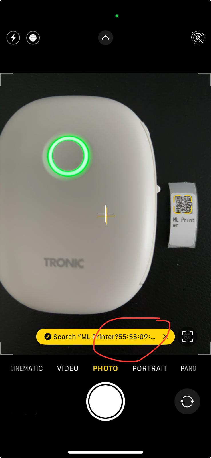 Printer QR label with iPhone QR code reader