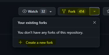 step 1 fork this repo drown down button