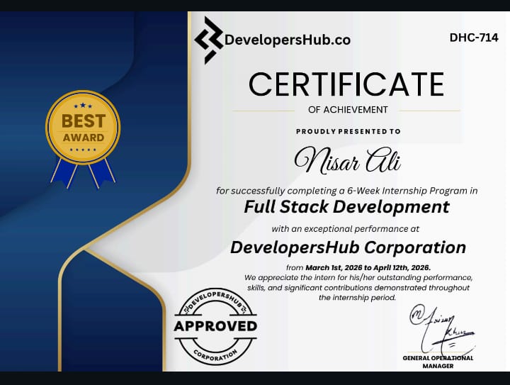 DevelopersHub Certificate