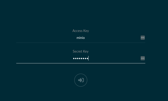 MinIO Login Screen