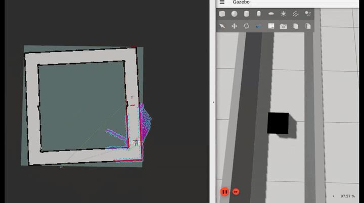 NCHSB threading a tight-space gap between a mid-corridor obstacle and the wall