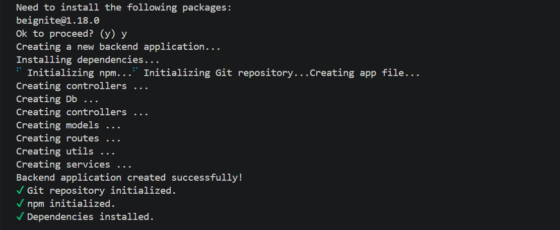CLI project creation screenshot