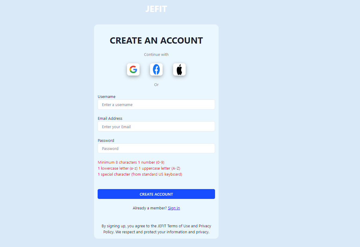 Create account