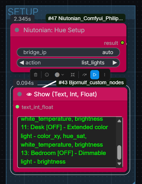 Niutonian Hue Setup list lights