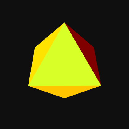 an eight material model rendering with each face its own colour