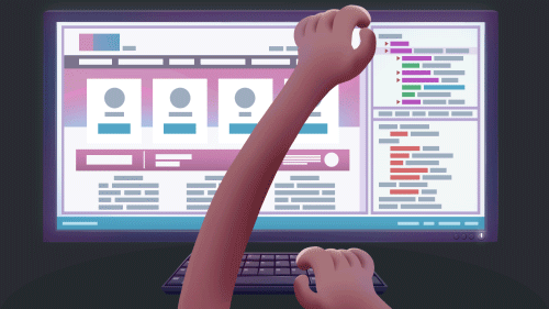 Someone is removing the screen of a computer to see the program below the user interface.