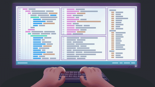 Someone is working on their computer while a man appears on the screen and gives the worker a stern and suspicious look.