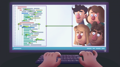 Someone is working on their computer disconnects a service that leaves many people unhappy. Their faces show on the monitor.