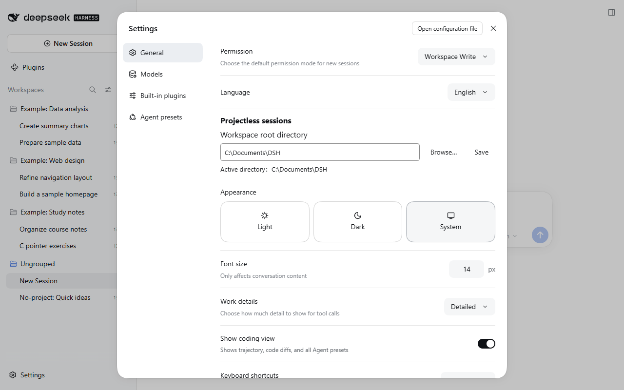 No-project conversation workspace root setting