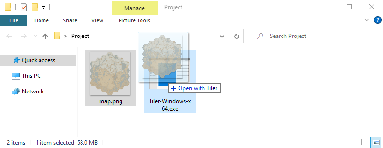 Drag and drop the image onto the executable file