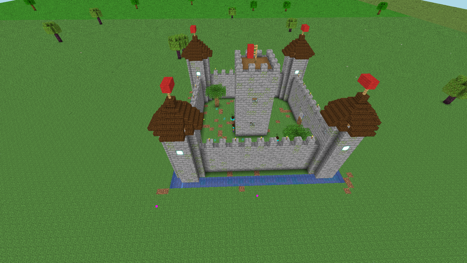Minecraft Agentic Builder - Stonewatch Keep, built block by block by the AI crew, captured live from the built-in browser viewer