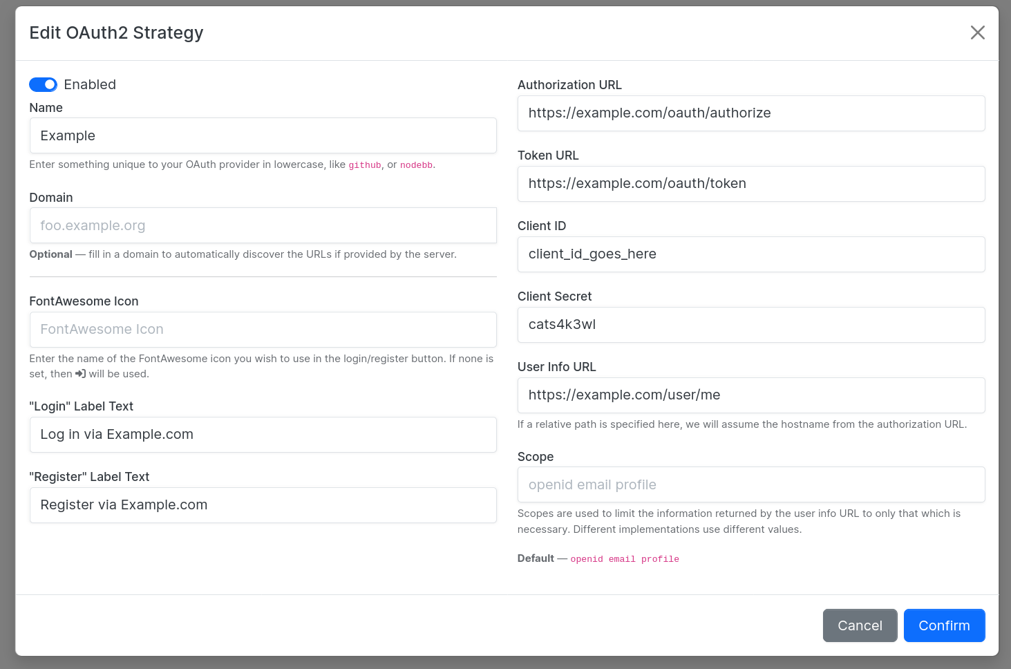 OAuth2 Strategy Editing