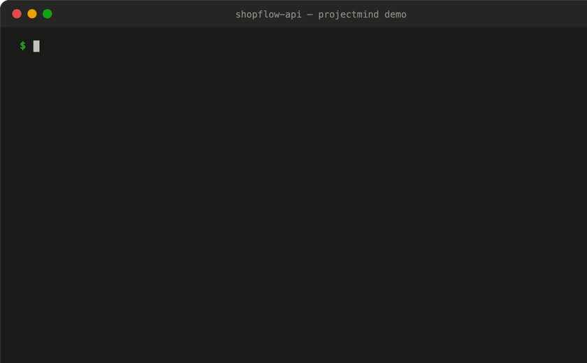 Demo: init --seed scaffolds the map, setup wires every agent, the digest opens with the session handoff, and projectmind savings shows ~20.5k tokens saved