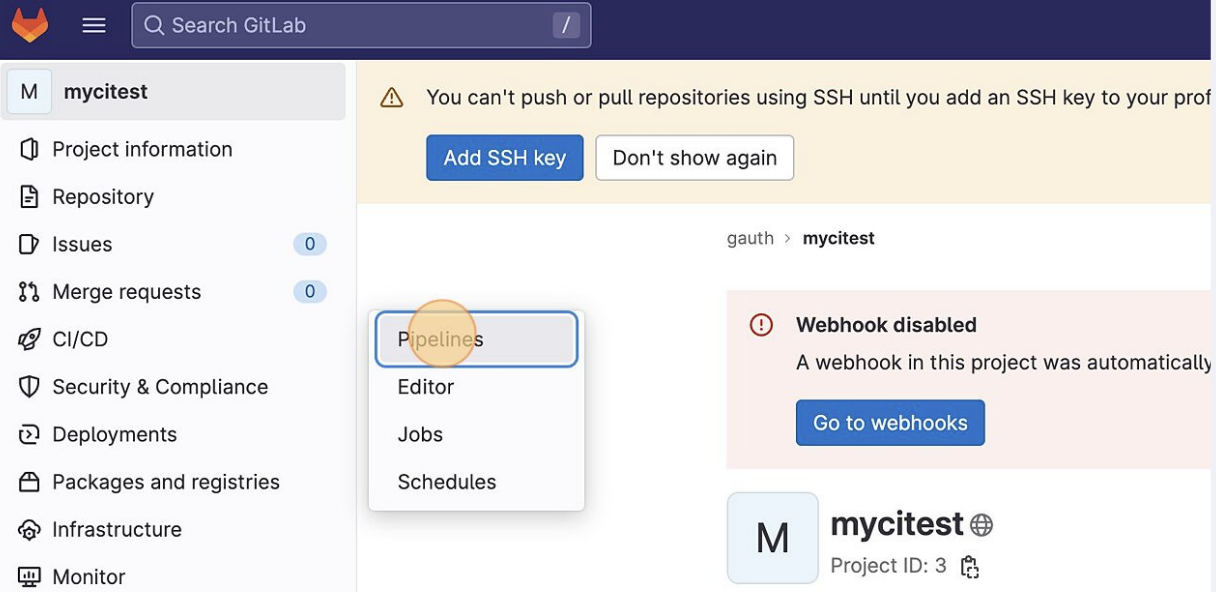 GitLab select pipelines