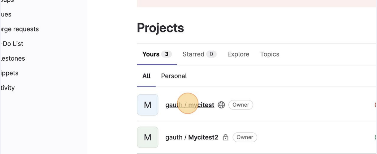 GitLab nav projects