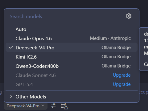 Ollama Bridge models in the GitHub Copilot Chat model picker